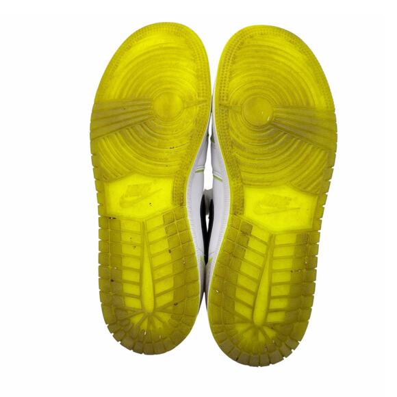 Nike Kids Youth Air Jordan 1 Low SE Warped Swoosh White Leather Neon Sneakers - Picture 7 of 7